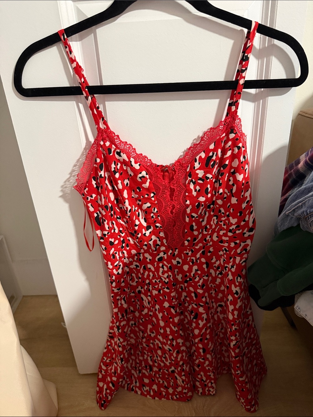 Super down red cheetah dress xxs